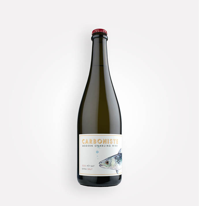 Bottle of Carboniste 2020 Mackerel Sparkling Pinot Grigio wine from California's Napa Valley