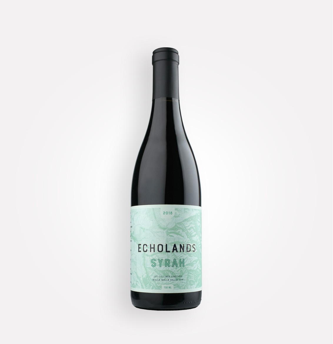 Bottle of Echolands 2018 Les Collines Vineyard Syrah wine from Washington's Walla Walla Valley