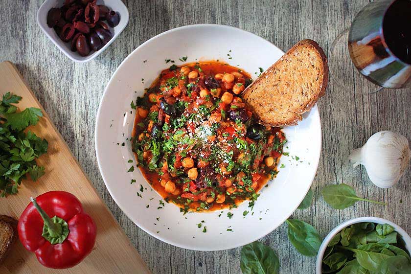 Spanish style chickpea stew with spinach