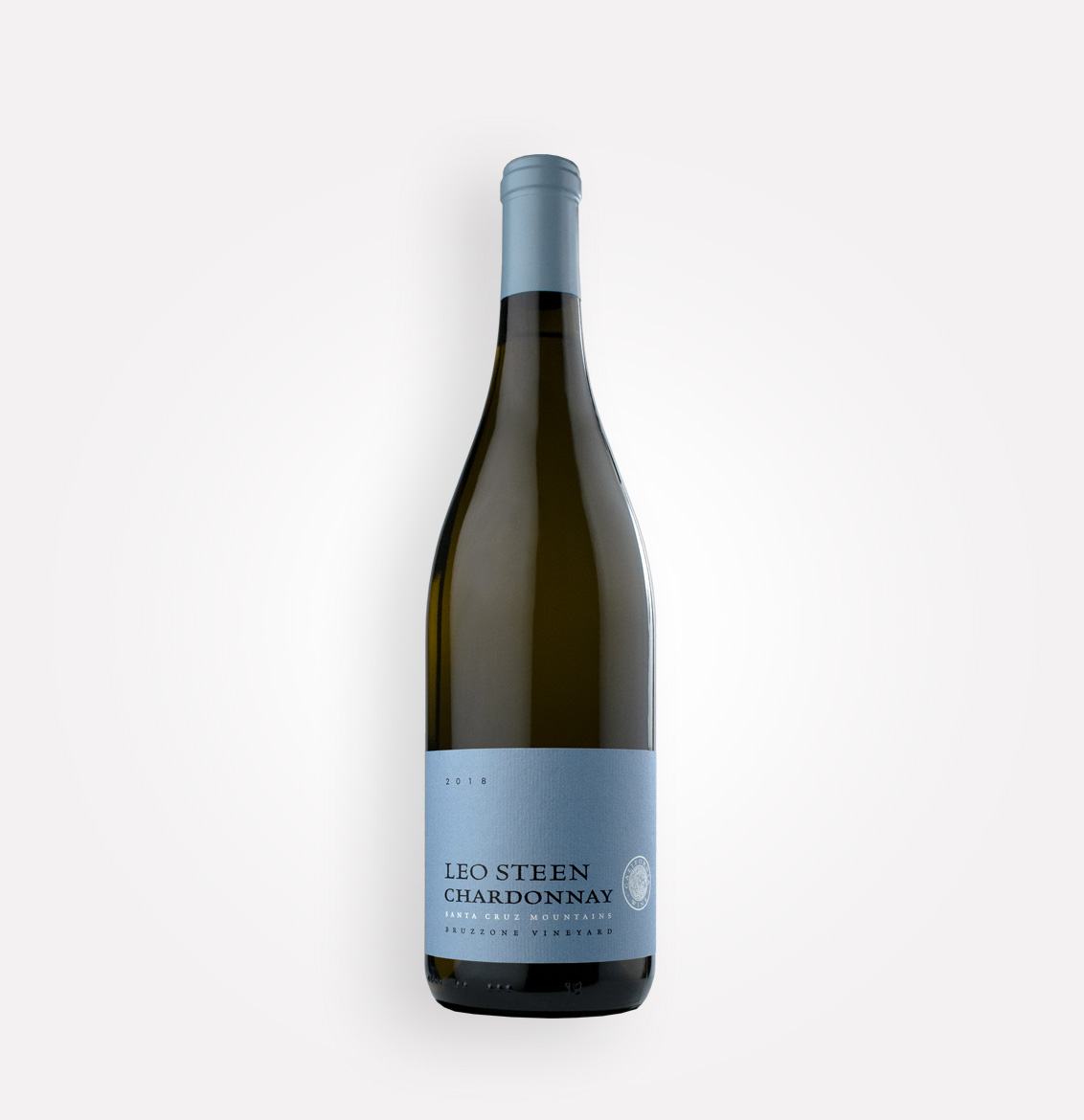 Bottle of Leo Steen 2018 Bruzzone Vineyard Chardonnay from California's Santa Cruz Mountains