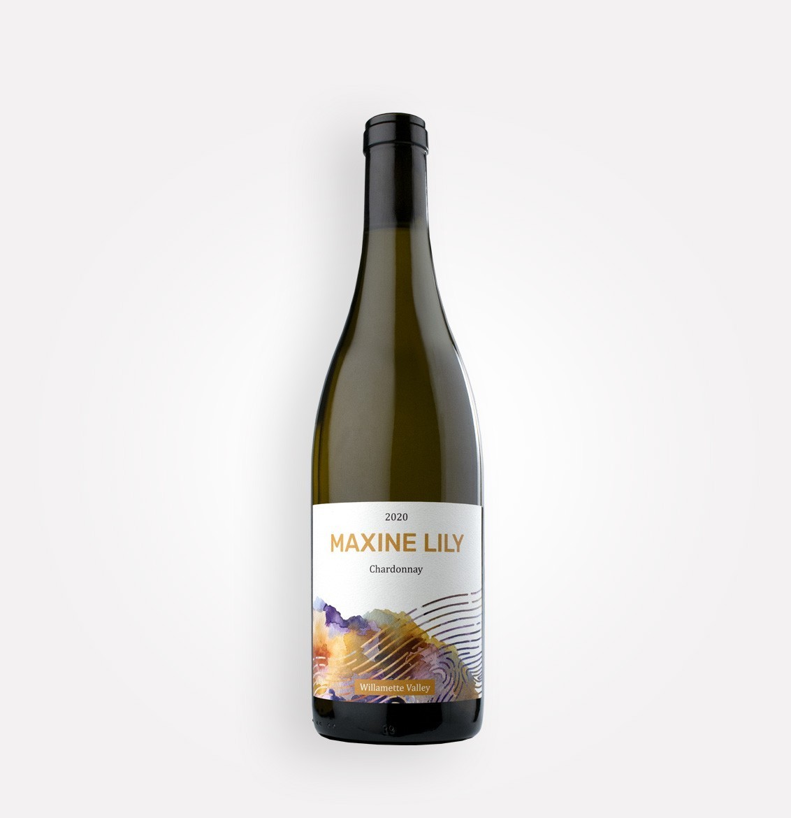 Bottle of Maxine Lily 2020 Chardonnay wine from Oregon's Willamette Valley
