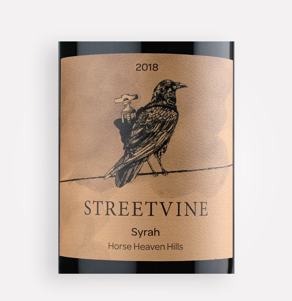 Front label close-up of 2018 Streetvine Syrah from Washington's Horse Heaven Hills AVA