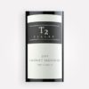 Front label close-up of T2 Cellar 2017 Cabernet Sauvignon DBR Clone 8 wine from Washington's Rattlesnake Hills