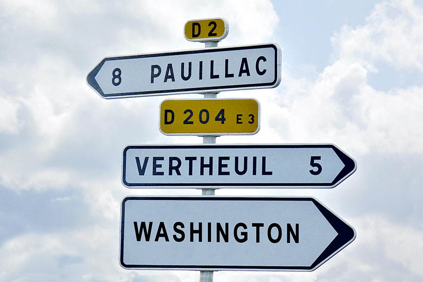 Bordeaux, France sign and Washington