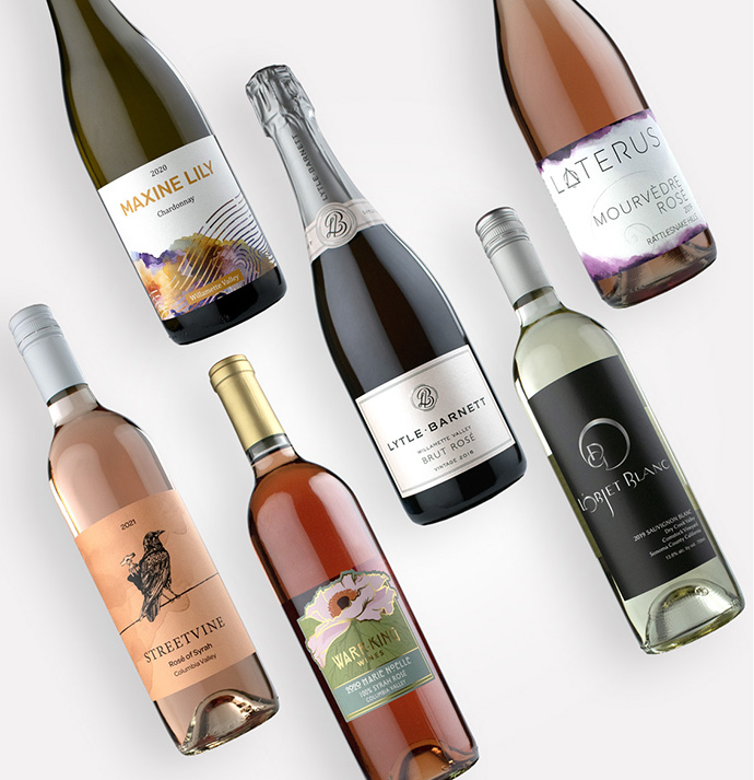 Rising Wines Collective Bundle of Sunshine of Rosé, Chardonnay, and Sauvignon Blanc
