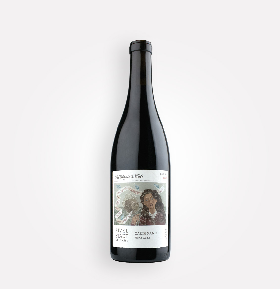 Bottle of Kivelstadt Cellars 2016 Old Wyves Tale Carignane wine from California's North Coast