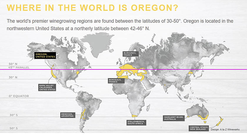 Map of Oregon's latitude
