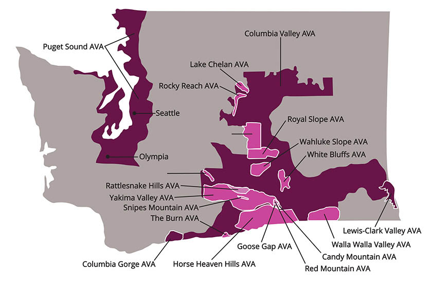 Washington State AVA map | Rising Wines Collective