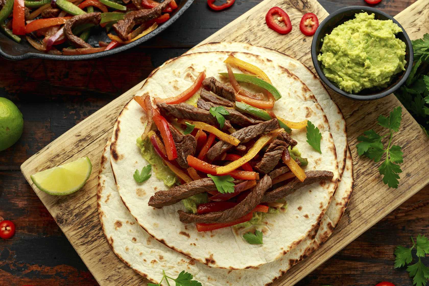 Beef fajitas food and wine pairing for the Shades of Red Wine Club