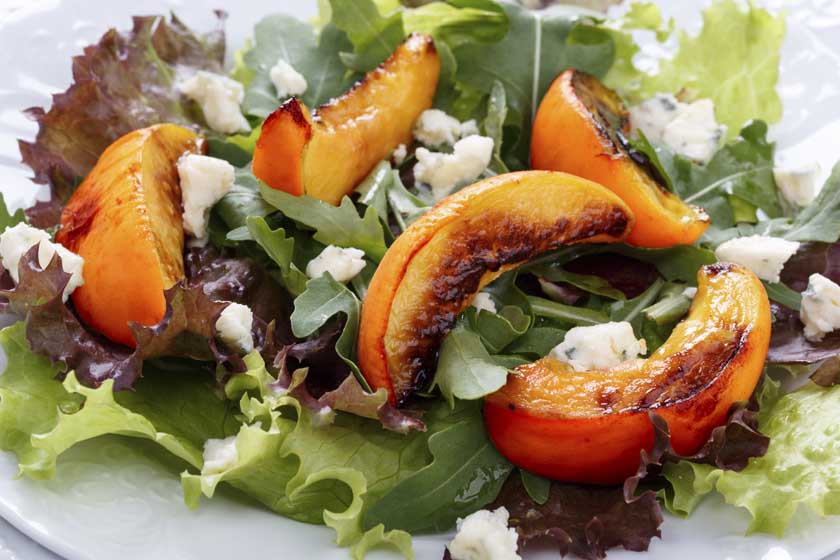 Grilled nectarine and blue cheese salad