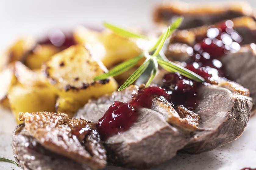 Slow roasted duck breast with Port wine Montmorency Cherry glaze