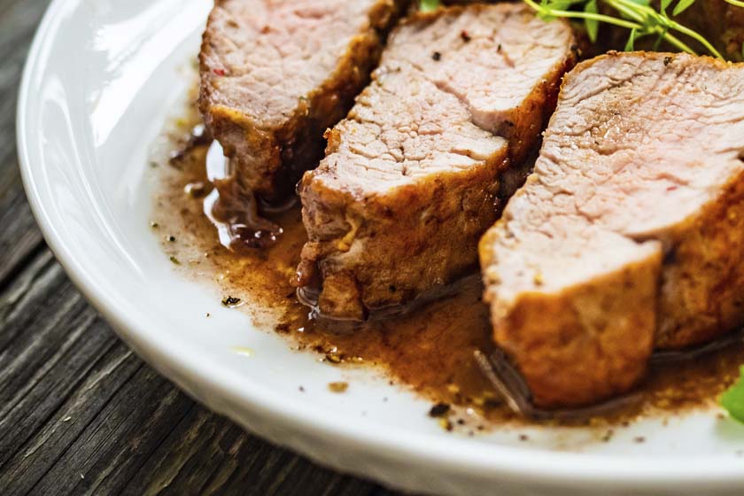 Roasted pork with root vegetable sauce