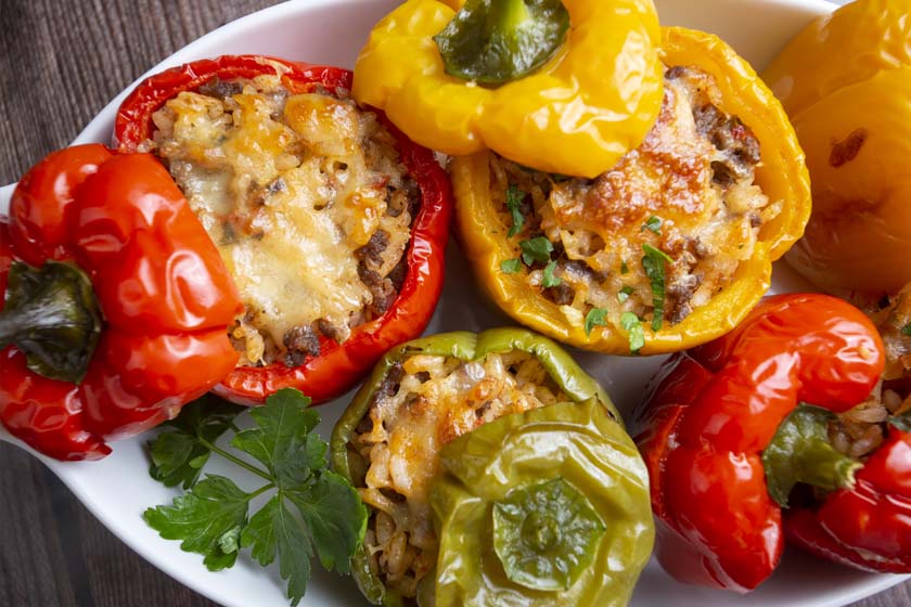 Chicken Italian sausage stuffed peppers