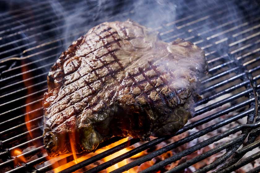 Grilled Porterhouse steak from Rising Wines Collective